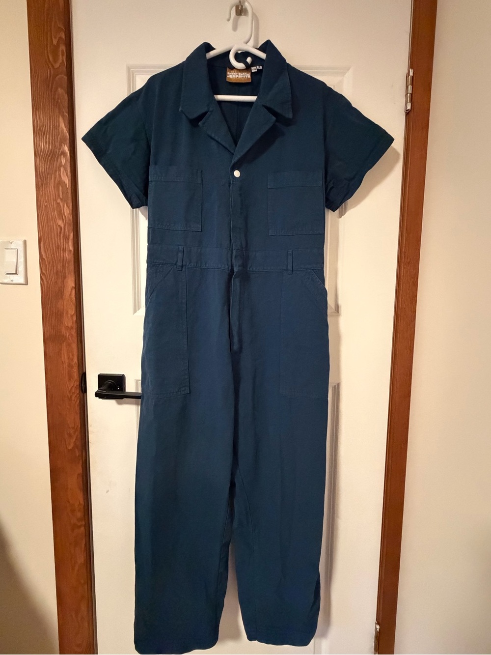 BIG BUD PRESS Short-Sleeve Petite Jumpsuit in "Lagoon"